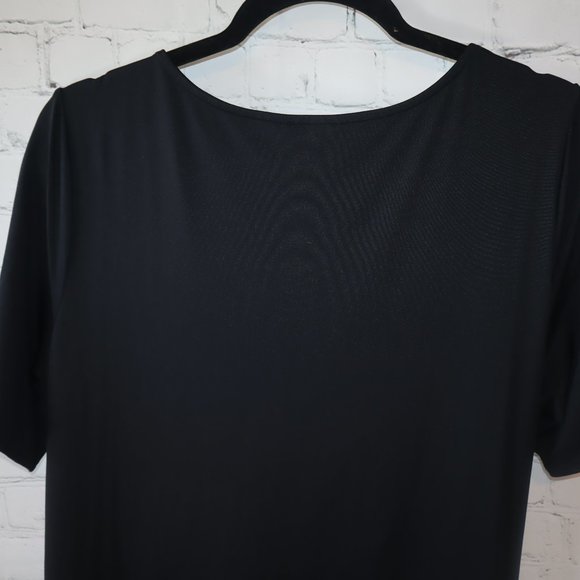 Talbots Black Short Sleeve Faux Wrap Sheath Midi Dress Women's Size 2XP-NWT - Picture 5 of 9